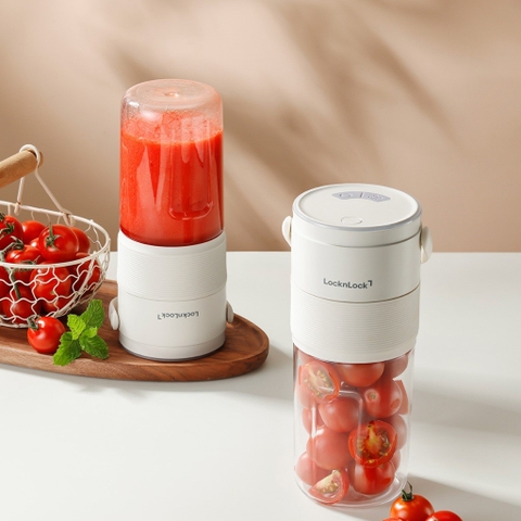 Máy xay sinh tố cầm tay LocknLock Vacuum Portable Blender EJJ346IVY 475ml pin sạc, có hút chân không giữ tươi sinh tố