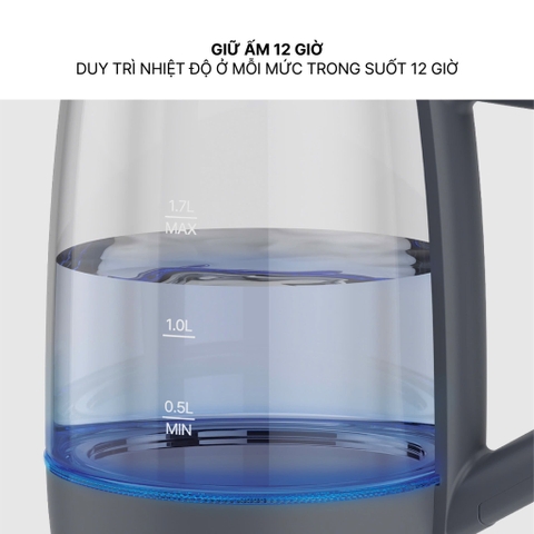 Ấm siêu tốc LocknLock thủy tinh Borosilicate EJK276GRY