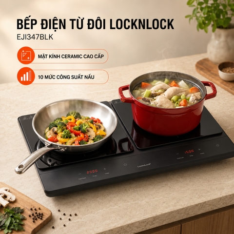 Bếp Điện Từ Đôi Locknlock Dual Induction Cooktop EJI347BLK