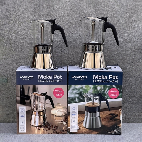 Ấm đun pha cà phê Chính hãng KAIYO MOKA POT (Sử dụng tốt với bếp từ)