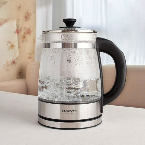 Ấm siêu tốc thuỷ tinh borosilicate kèm lọc trà có điều chỉnh nhiệt độ Kaiyo 1.7L (KEK-062)