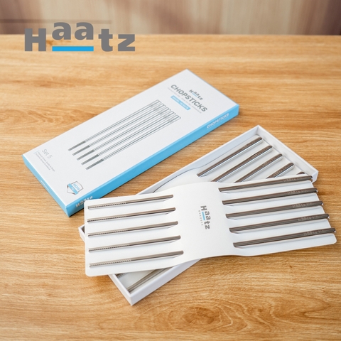 Hộp 5 đôi đũa HAATZ inox 316 công nghệ phủ Ag+