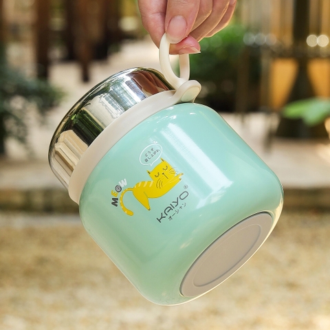 [Mẫu mới họa tiết Meo Meo] Bình ủ inox 316 Kaiyo 500ml kèm thìa gấp