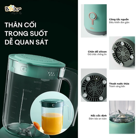 Máy xay sinh tố Bear BL- B10V2 3 cối