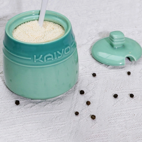 Bộ 3 hũ gốm sứ đựng gia vị Kaiyo Rainbowl kèm giá đựng