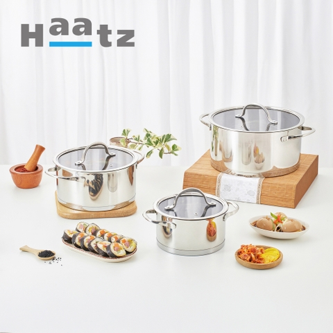 Bộ nồi Haatz inox 304 Jang Taste 16cm - 20cm - 24cm
