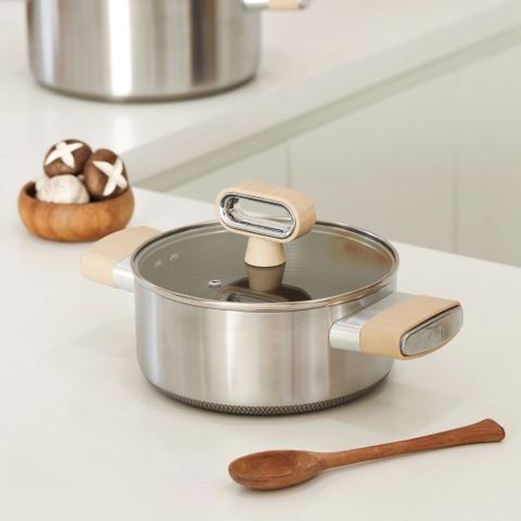 Bộ nồi Titanium Aura Haatz lòng siêu chống dính 7 lớp đáy dày dặn dùng mọi loại bếp (18cm, 20cm, 24cm)