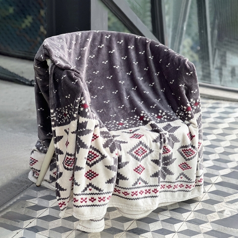 Chăn lông tuyết KAIYO 2m x 2.3m mền mịn họa tiết đặc sắc tinh tế