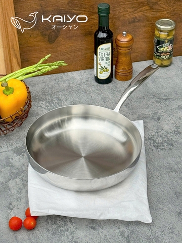 Chảo đúc Inox 316 - 3 lớp đáy liền KAIYO Tri-Ply dáng cạn