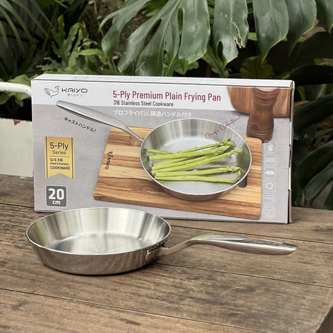 Chảo inox 316 Liền Khối 5 lớp 5-Ply Premium Kaiyo Chống Dính Tự Thân (Chảo cạn)