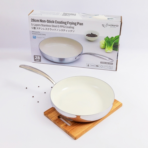 Chảo inox đúc nguyên khối thân đáy liền 5 lớp phủ chống dính ceramic Kaiyo