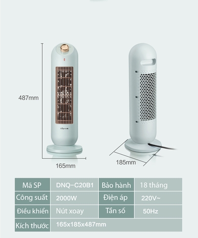 Quạt sưởi gốm Bear DNQ-C20B1 Ấm nhanh, không ồn, không chói, không khô da.