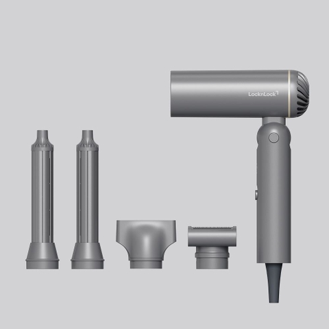 Máy sấy và tạo kiểu tóc gấp gọn LocknLock Foldable Hair Styling Dryer ENA626GRY Uốn, Duỗi, Sấy hiện đại ion âm mượt tóc