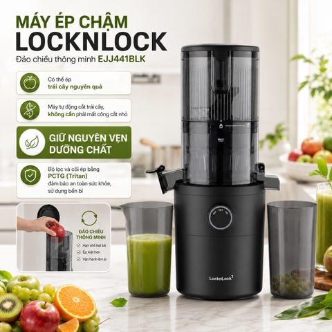 Máy Ép Chậm Trái Cây Nguyên Quả Locknlock Slow Juicer Đảo Chiều Thông Minh EJJ441BLK