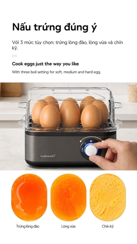 Máy hấp trứng và đa dạng món hấp khác LocknLock Multi Egg Cooker EJE223GRY