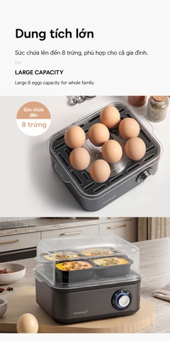 Máy hấp trứng và đa dạng món hấp khác LocknLock Multi Egg Cooker EJE223GRY