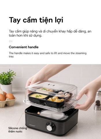 Máy hấp trứng và đa dạng món hấp khác LocknLock Multi Egg Cooker EJE223GRY