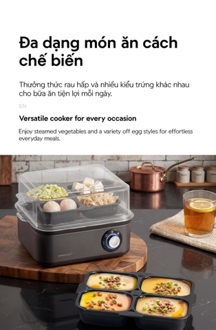 Máy hấp trứng và đa dạng món hấp khác LocknLock Multi Egg Cooker EJE223GRY