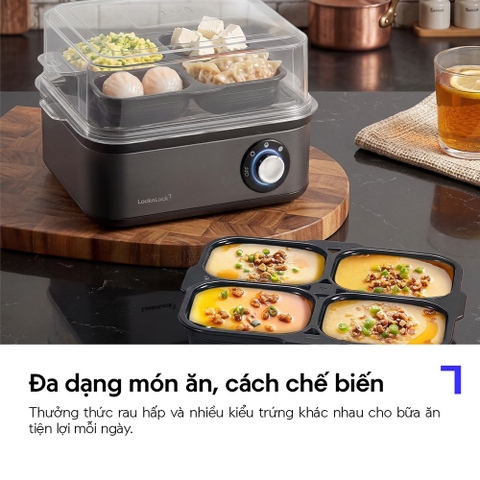 Máy hấp trứng và đa dạng món hấp khác LocknLock Multi Egg Cooker EJE223GRY