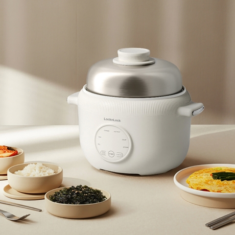 Nồi điện đa năng LocknLock Digital Multipot EJP186IVY kèm xừng hấp inox 304
