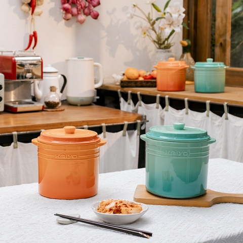 Hũ gốm sứ muối dưa cà Rainbow Kaiyo dung tích 2 lít