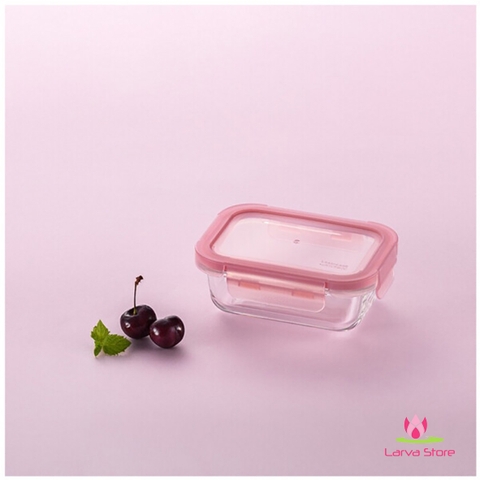Hộp Thủy Tinh Rose Glass Lock&Lock Chịu Nhiệt Màu Anh Đào