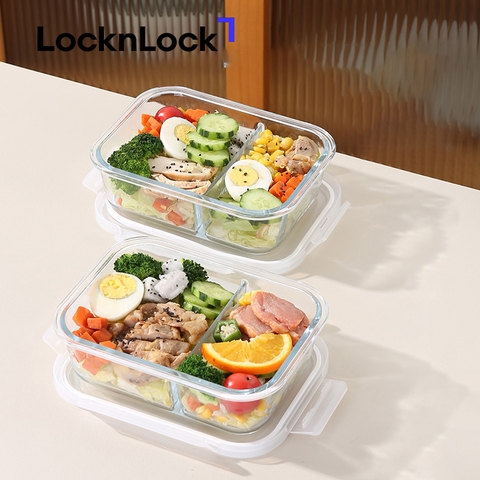 Hộp cơm thủy tinh chia 2 ngăn 1050ml LocknLock
