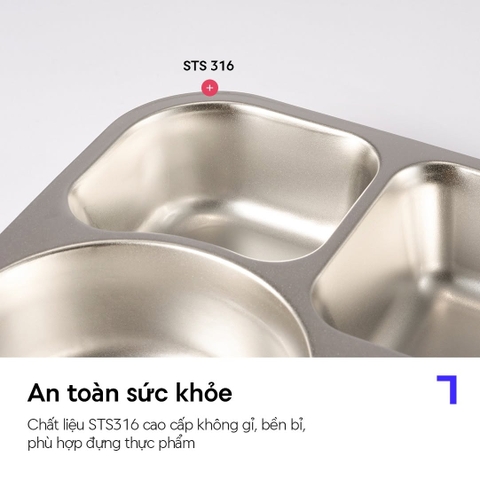 Hộp cơm inox 316L cho bé LocknLock Little Love LST980 1.05L kèm túi đựng và muỗng nĩa