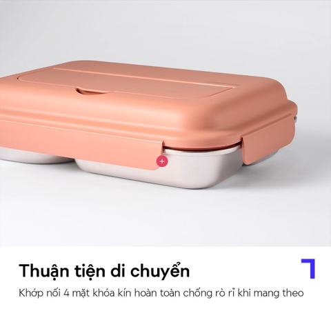 Hộp cơm inox 316L cho bé LocknLock Little Love LST980 1.05L kèm túi đựng và muỗng nĩa
