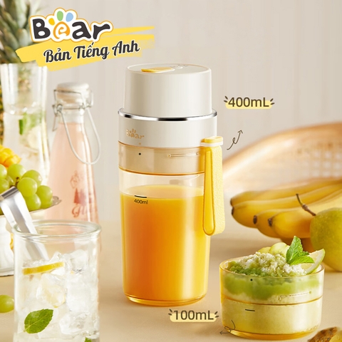 Máy xay sinh tố cầm tay Bear SB-MX04K Bản Quốc Tế (Xay được đá bào, sinh tố mền mịn, gồm 2 cốc)