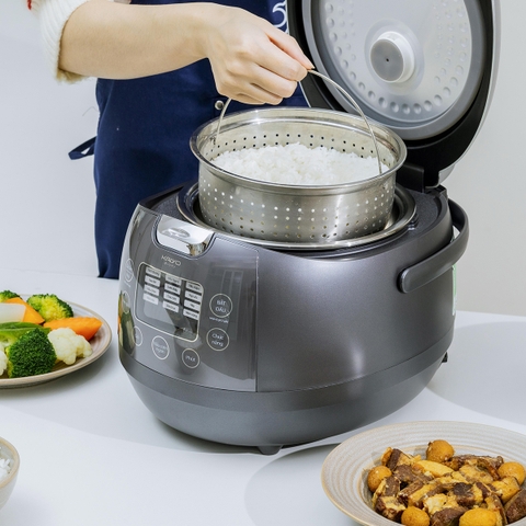 Nồi cơm cao tần lòng nồi inox 304 Kaiyo dung tích 1,5L kèm chức năng nấu tách đường KRC-063