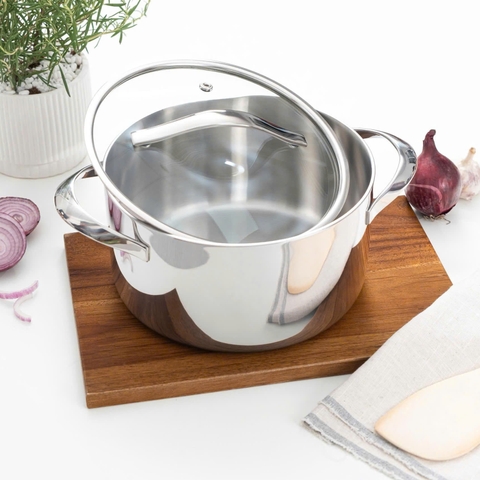 Bộ nồi inox 18/10 KAIYO thân đáy liền Tri-Ply Silver Crown