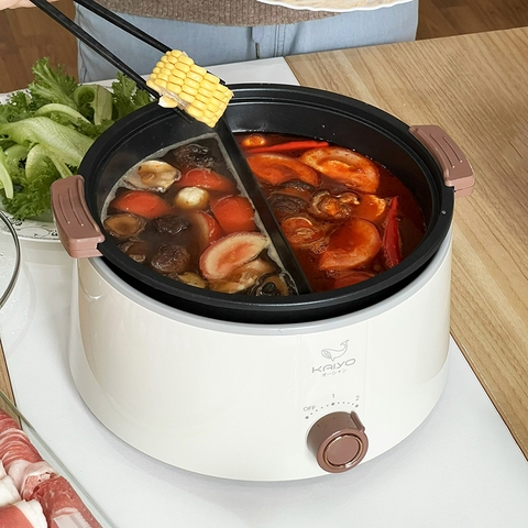 Nồi Lẩu Điện 2 Ngăn KAIYO Dung tích 3 Lít 1200w Bảo Hành 2 Năm