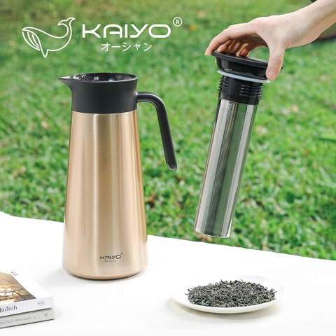 Bình giữ nhiệt kèm lọc trà Kaiyo dung tích 1.8L thành bình 2 lớp inox 304