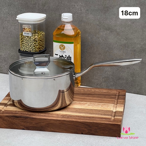 Quánh Đúc Inox 3 Lớp Đáy Liền Tri-Ply Kaiyo 16cm |18cm Đáy Từ