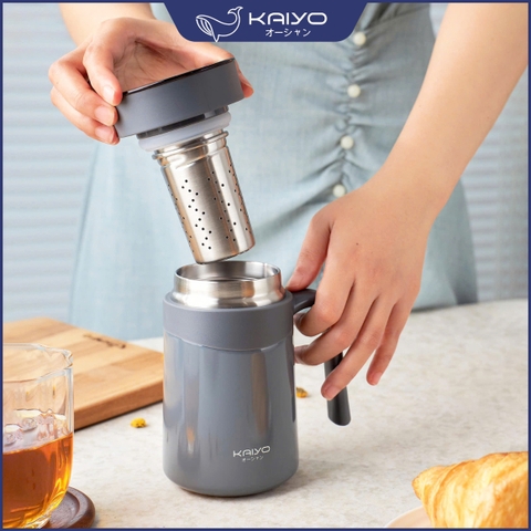 Cốc giữ nhiệt 2 lớp inox 304 Kaiyo kèm lõi lọc trà 350ml