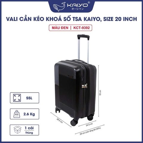 Vali cần kéo khóa số TSA Kaiyo 20 inch