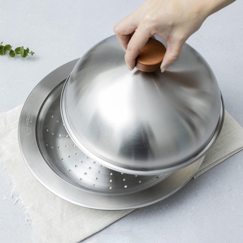Xửng hấp inox 304 vung vòm Kaiyo 31cm đặt vừa các size nồi miệng từ 24cm đến 30cm