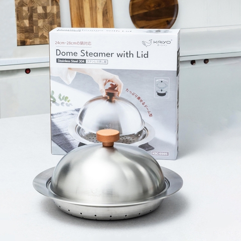 Xửng hấp inox 304 vung vòm Kaiyo 31cm đặt vừa các size nồi miệng từ 24cm đến 30cm