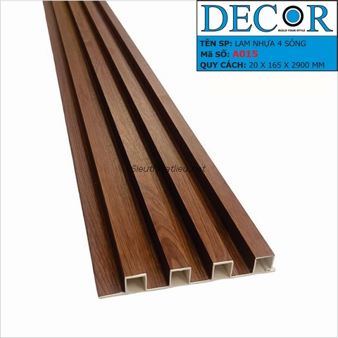 Lam nhựa 4 sóng Decor A015 vân gỗ màu nâu