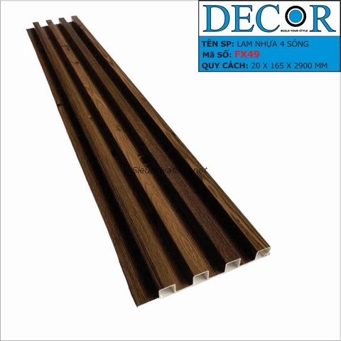 Lam nhựa 4 sóng Decor FX47 vân gỗ màu nâu