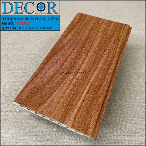 Lam nhựa phẳng (lam 1 sóng) Decor HY103 vân gỗ màu nâu