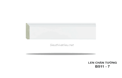 Len tường nhựa kiểu thấp B511-7 vân trơn màu trắng