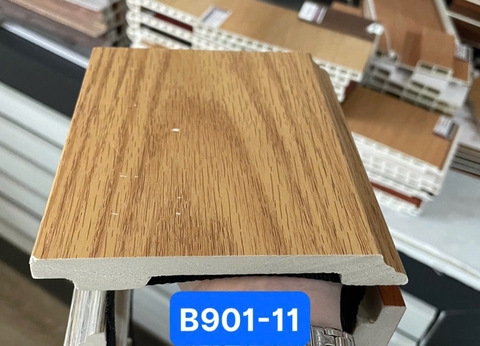 Len tường nhựa B901-11 cao 120 vân gỗ màu vàng