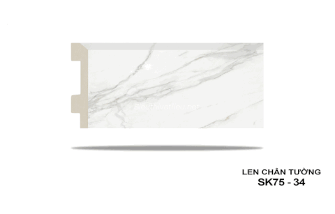 Len tường nhựa SK75-34 vân đá màu trắng vân xám