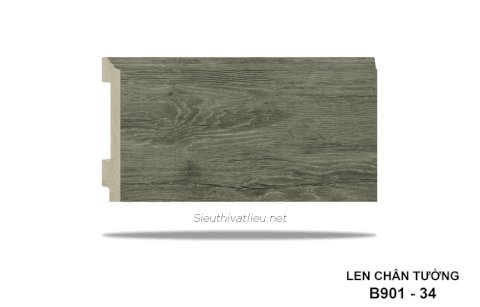 Len tường nhựa vân gỗ B901-34 cao 120 màu xám