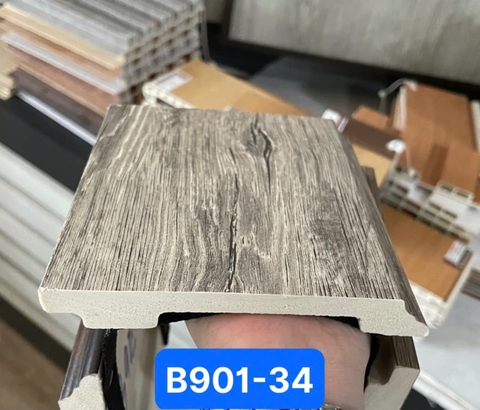 Len tường nhựa vân gỗ B901-34 cao 120 màu xám