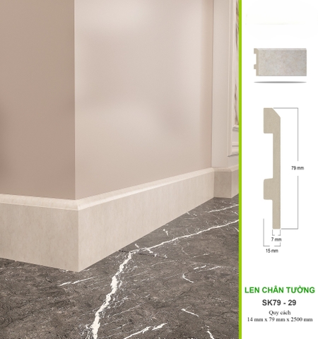Len tường nhựa SK79-29 vân đá bê tông màu kem