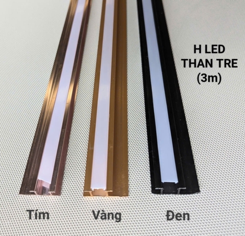 Nẹp nhôm chữ H tấm ốp than tre 5mm - Có khe đèn Led, màu đen