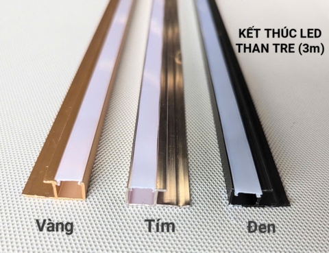 Nẹp nhôm kết thúc tấm ốp than tre 8mm - Có khe đèn Led, màu đen